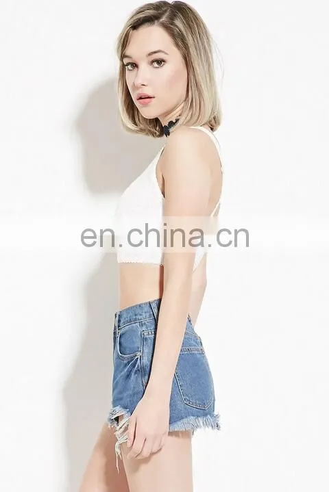 Ladies Floral Mesh Crop Top Plain