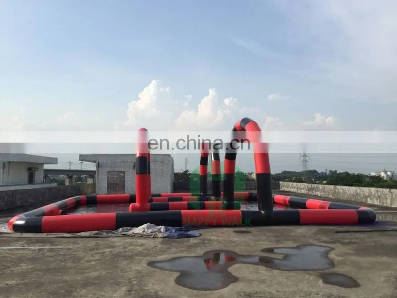 HI good quality durable pvc sports flooring black and red inflatable zorb ball race track