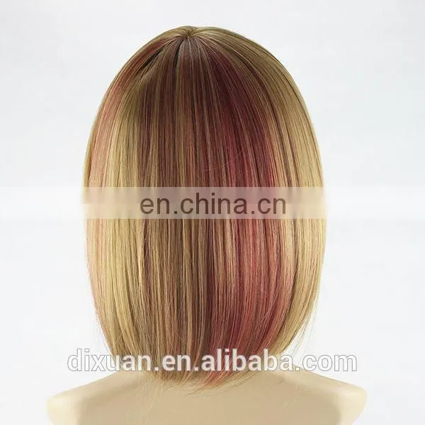Women High Temperature Silk Round Scalp Oblique Bangs Short Hair Slightly Curled Wig