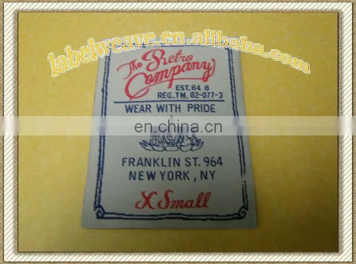 damask cheap woven label for jeans