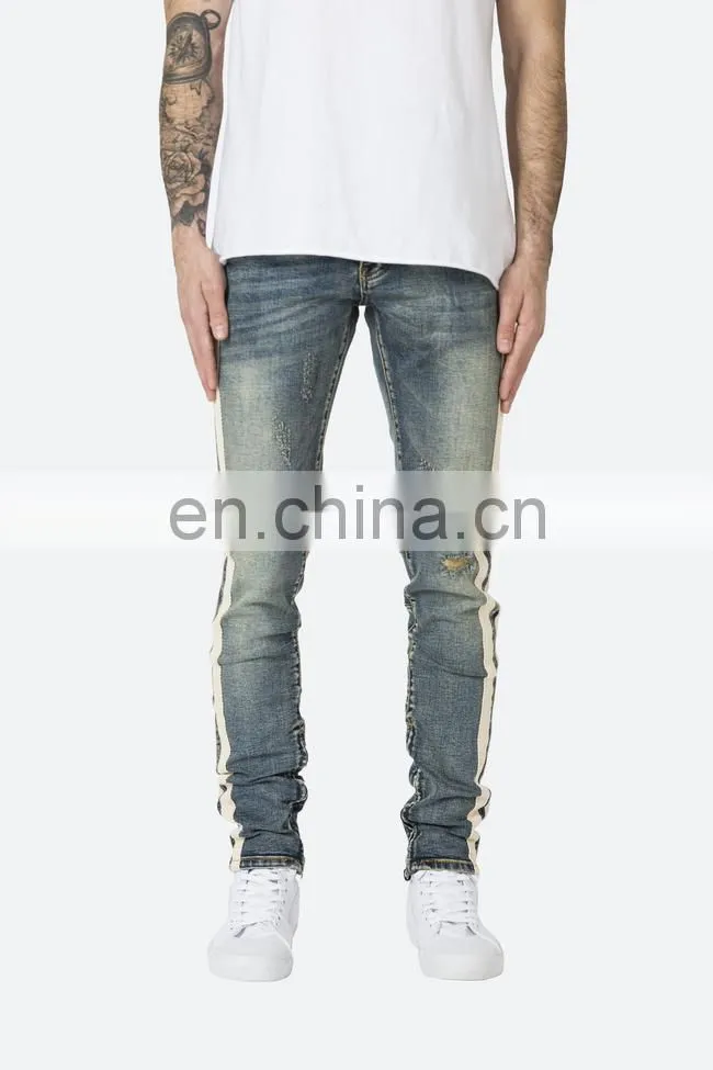 DiZNEW FABRICS CUSTOM WHITE SKINNY TRACK PANT JEANS FOR MEN