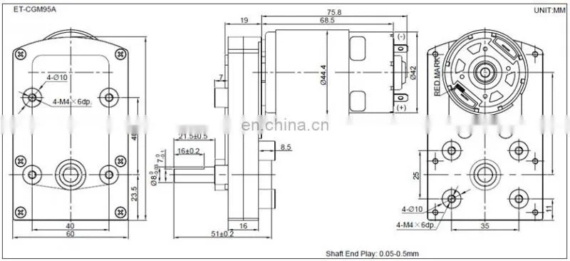 12V 24V ET-CGM95-A flat gear reduced electric motors for sale