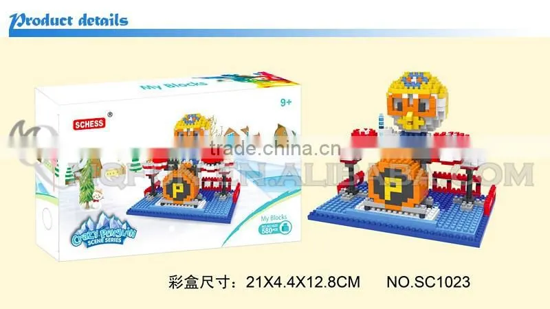 Mini Qute SC Kawaii American cartoon Pororo duck penguin diamond block plastic building block boys educational toy