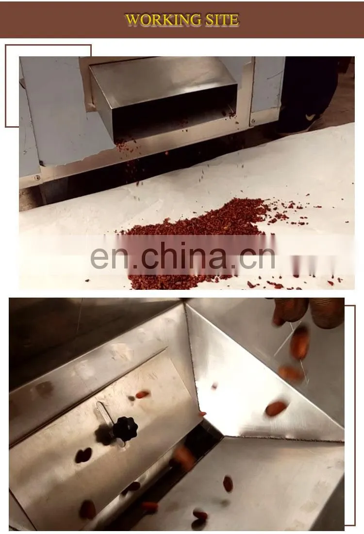 stainless steel roasted cacao cocoa beans peeling shell shelling machine