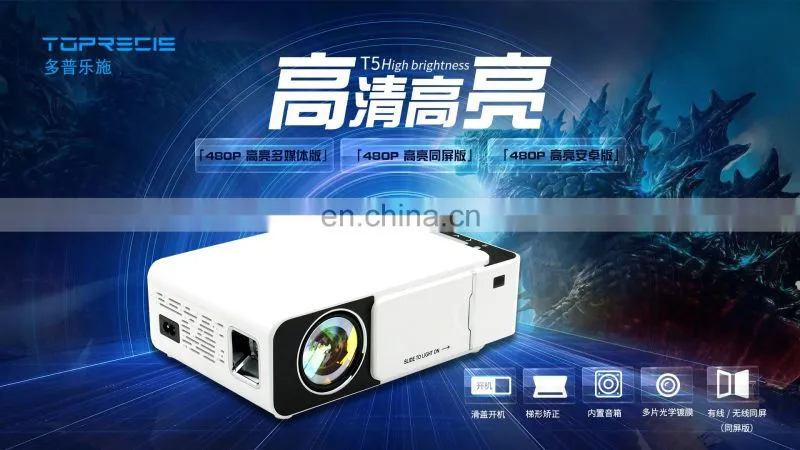 Wifi LED Projector Full HD 3D Portable HD Home Theater Mini Projector T5