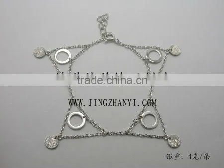 925 Silver Link Bracelet With Gemstone Charm