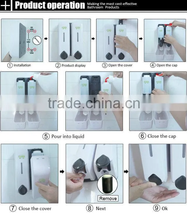 liquid double lotion dispenser 700ML capacity hanging gel soap dispenser hotel hand soap container YK1509