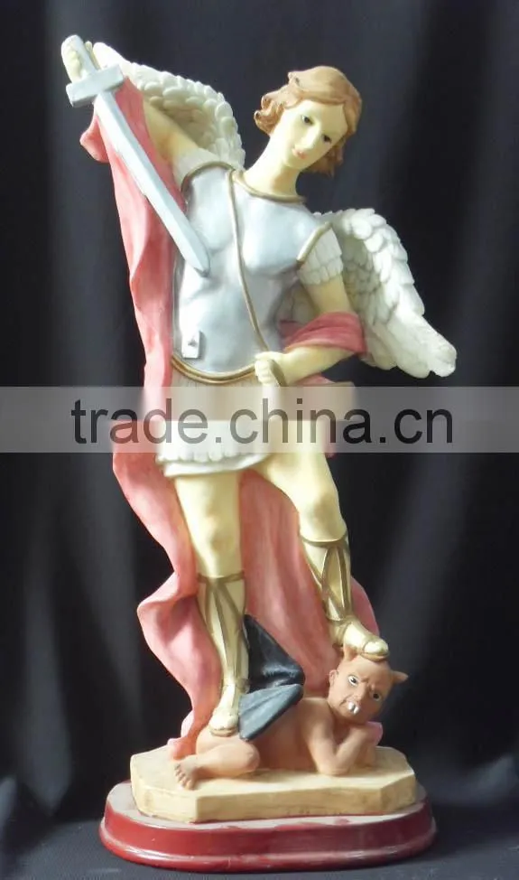 Polyresin religious handmade decoration of Archangel Michael statue