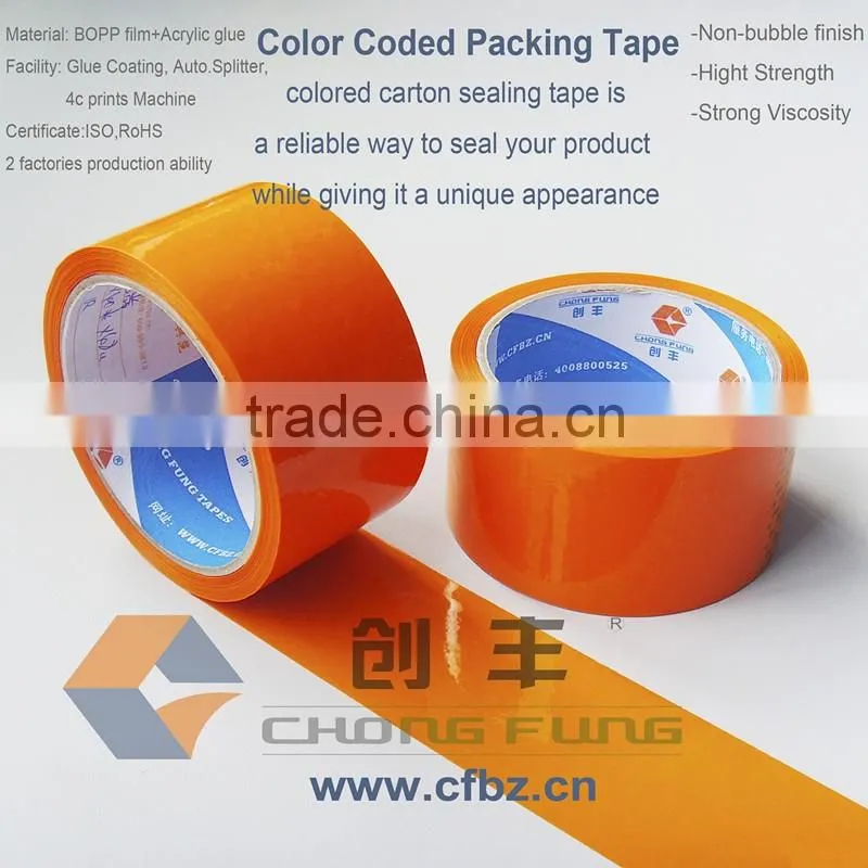 BOPP Orange Colored adhesive packing tape for Gift Packaging