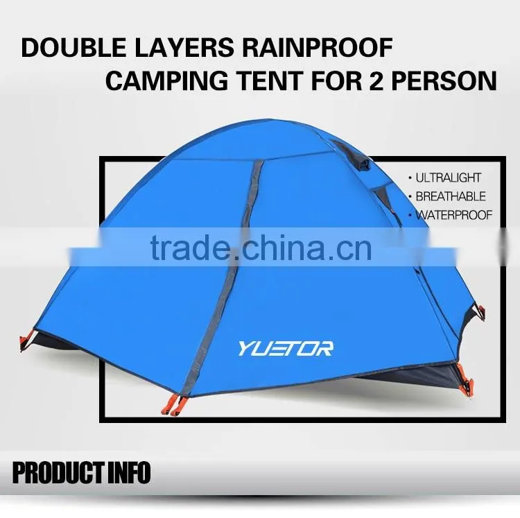 Waterproof Double Layer 2, 3, 4 Person 3 Season Aluminum Rod Double Skylight Outdoor Camping Tent