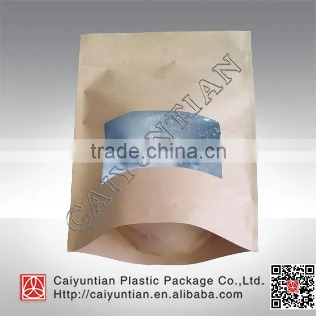 Stand up side gusset with window and printing kraft paper bag