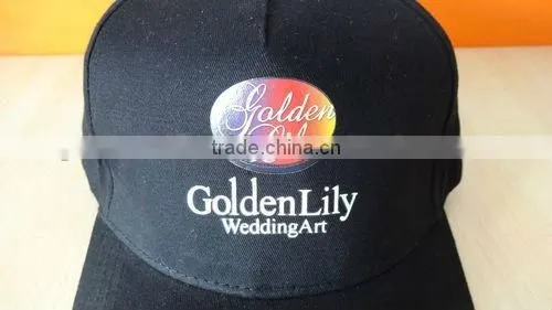 black custom cotton printing 5 panel hat custom