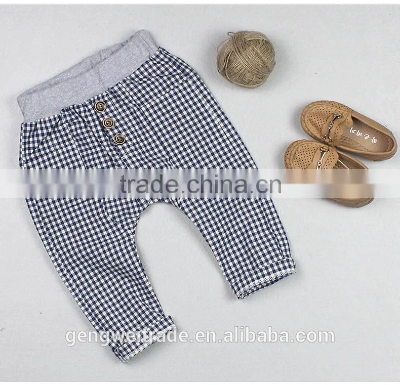 2015 Korean version of the new spring and summer boy pants kids plaid long pants