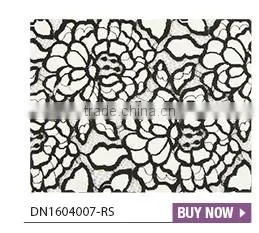 Bulk top quality 100%polyerster print fluorescent yellow lace fabric