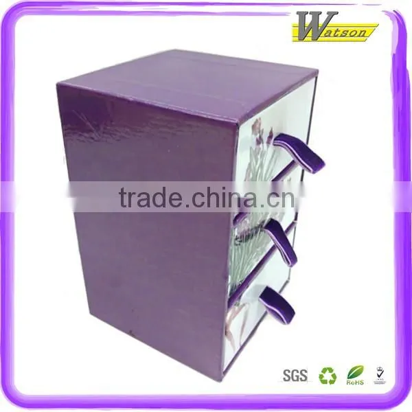 Multifunction 3-tiers Drawer Carboard Custom Printed Gift Box With Ribbon