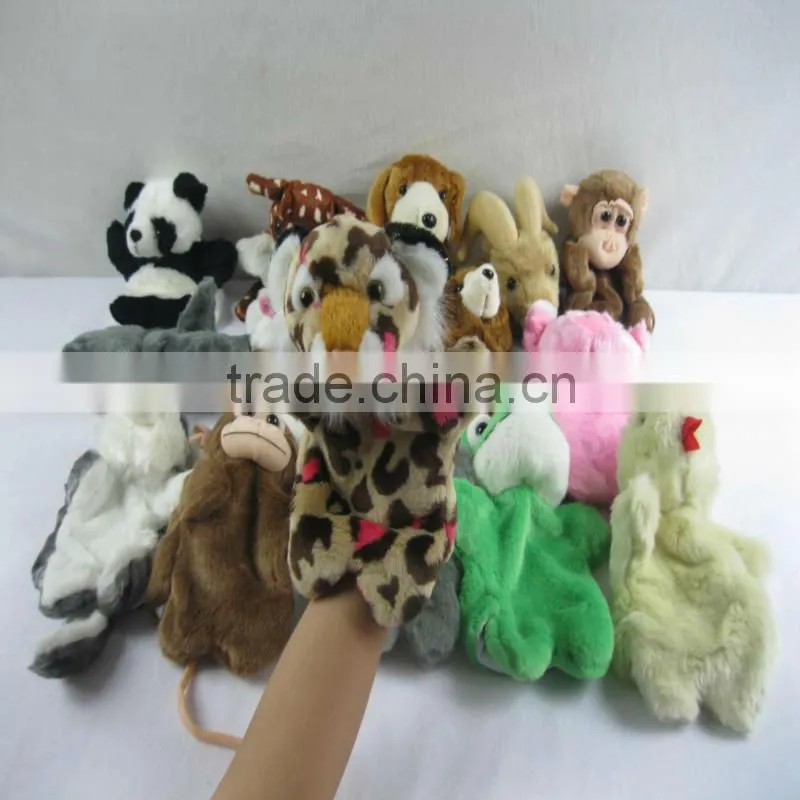 Funny plush frog hand puppet