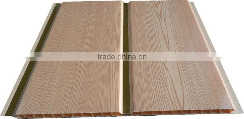 10'' groove printing pvc ceiling panel with shine gold strip G028-1