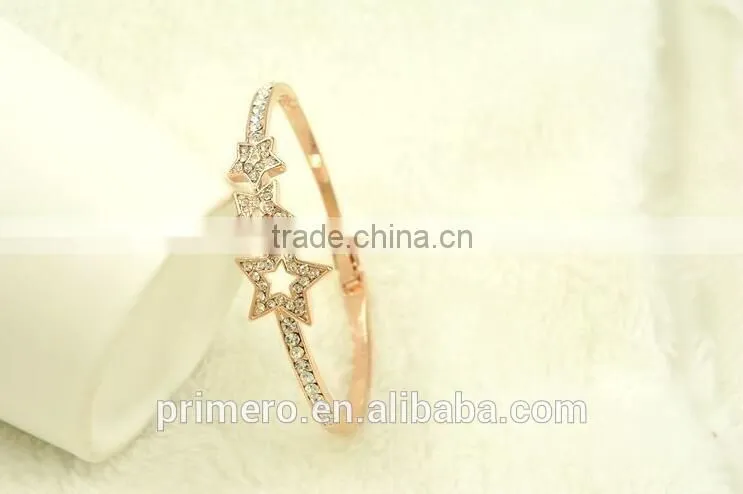 Hot Selling Pentagram Charms Bangles Crystal Star Saudi Gold Jewelry Bracelets