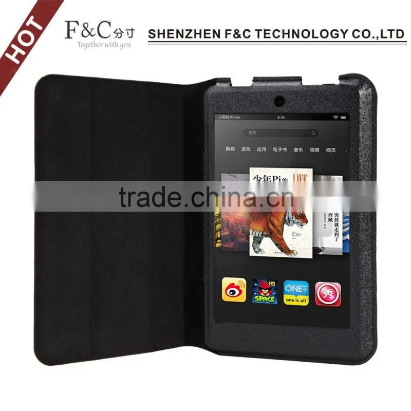 Ultra-thin three folding PU Leather case for Amazon Kindle Fire HD 6 cover