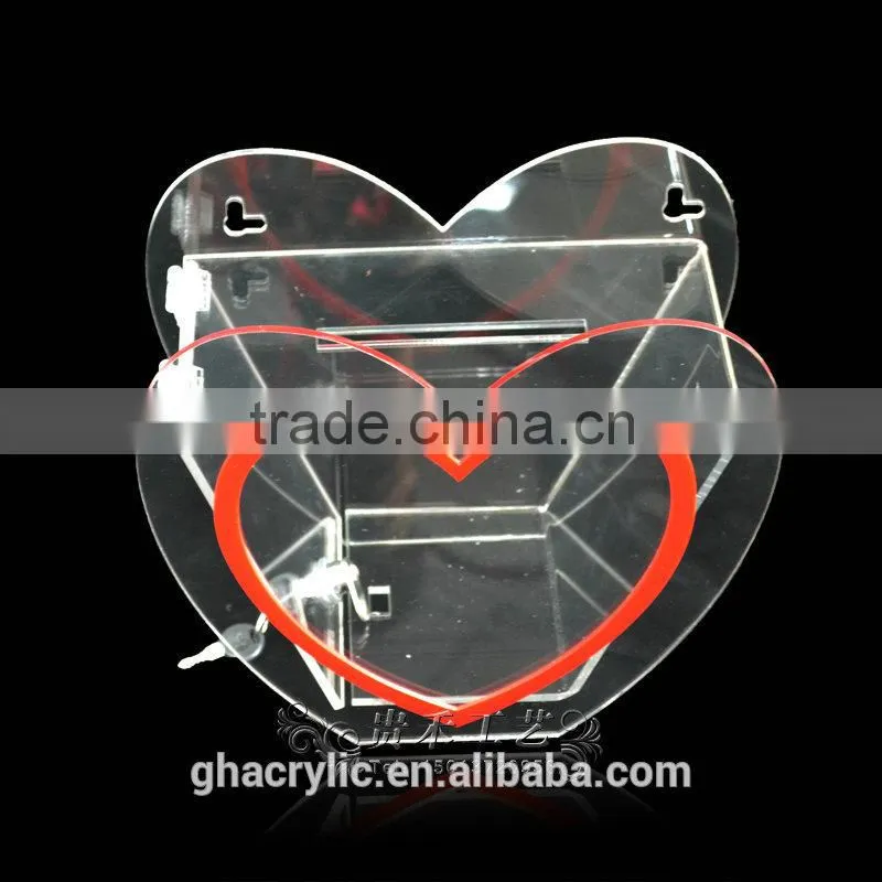 GH-RJ014 Heart shape Acrylic Donation Box ,Durable Acrylic Donation Box