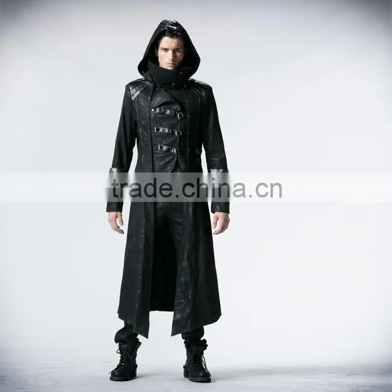 Y-364 Top Sale stylish black men Gothic long winter coat