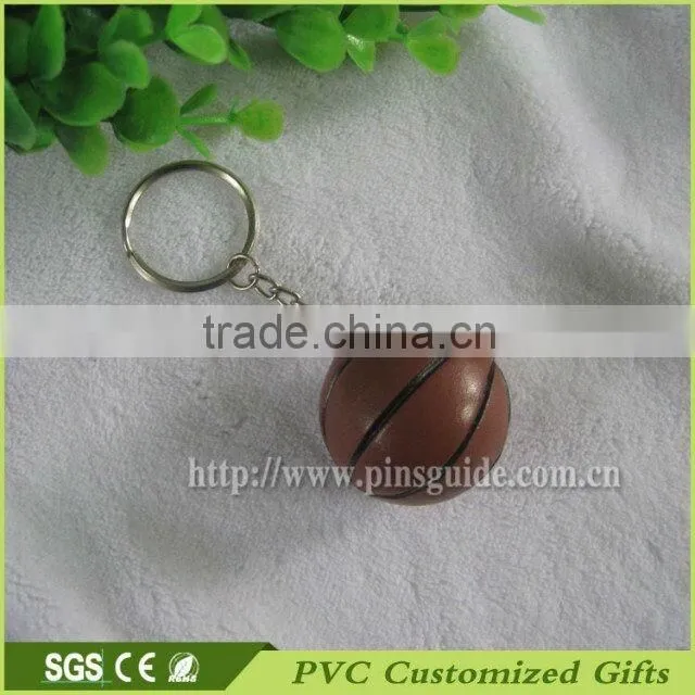 Basketball shape 3d design soft pvc keychain