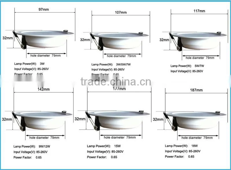 embedded ceiling 3W,5W,7W,9W,12W,15W led downlights china, led downlight housing dimmable led light downlight led downlight