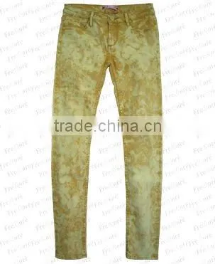 Lady's Colour Paint Jeans -- Yellow