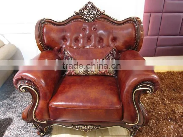 Modern Leather Sofa / Wooden Leather Sofa / Turkey Leather Sofa Set A02