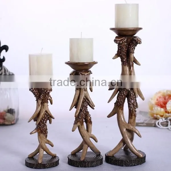 Wholesale Traditional columnar type candle holders/Retro and Europe resin home decor candle holder for wedding centerpieces
