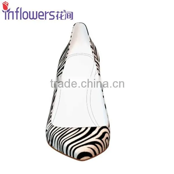 Zebra-patterned leather pointed toe ladies sexy high heels
