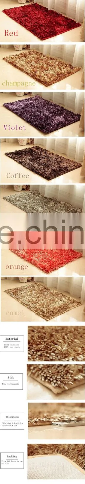 non slip soft shiny chenille washable room carpet