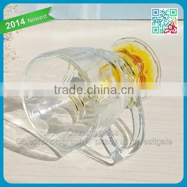 2014 Unique new design glass cups clear turkish tea glass with handles drinking cups glasses