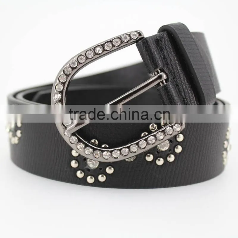 Women's Fashion flowermetal studded jeans belt with shiny rhinestone accessories in Chinese factory