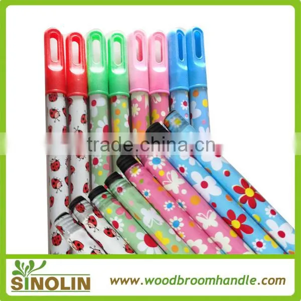 China flower pvc coated broom metal handle for cleaning
