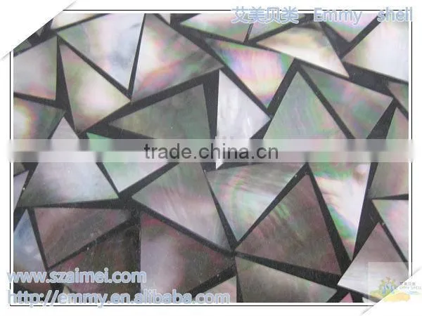 Triangle black/gray mother of pearl seashell mosaic with black Resin wall tile