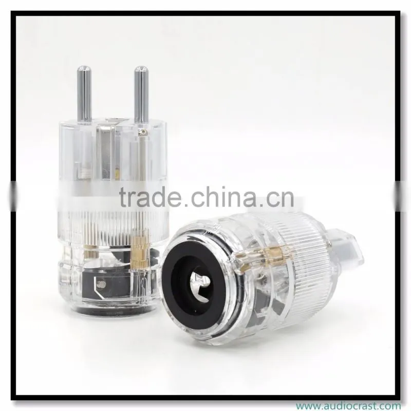 OEM/ODM Rhodium Plated Clear Audio Grade EU Male Power Plug+ IEC Female Plug Connector For audio