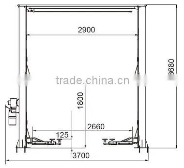manual two side release clear floor two post lift hydraulic car lift