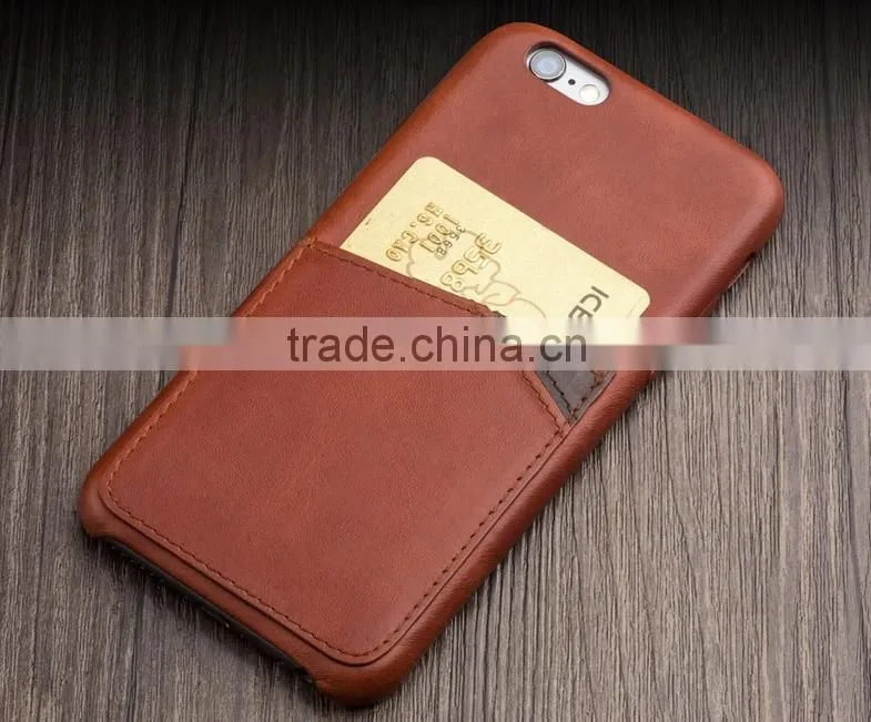 New Design Premium Business Style Leather Back Cover With Card Slot For iPhone 6
