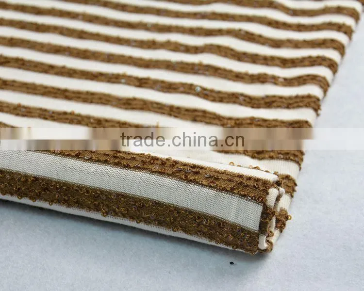 Jiufan Textile 2015 New Style Sequin T/R Polyester Viscose Knitted Hacci Fabric for Sweaters