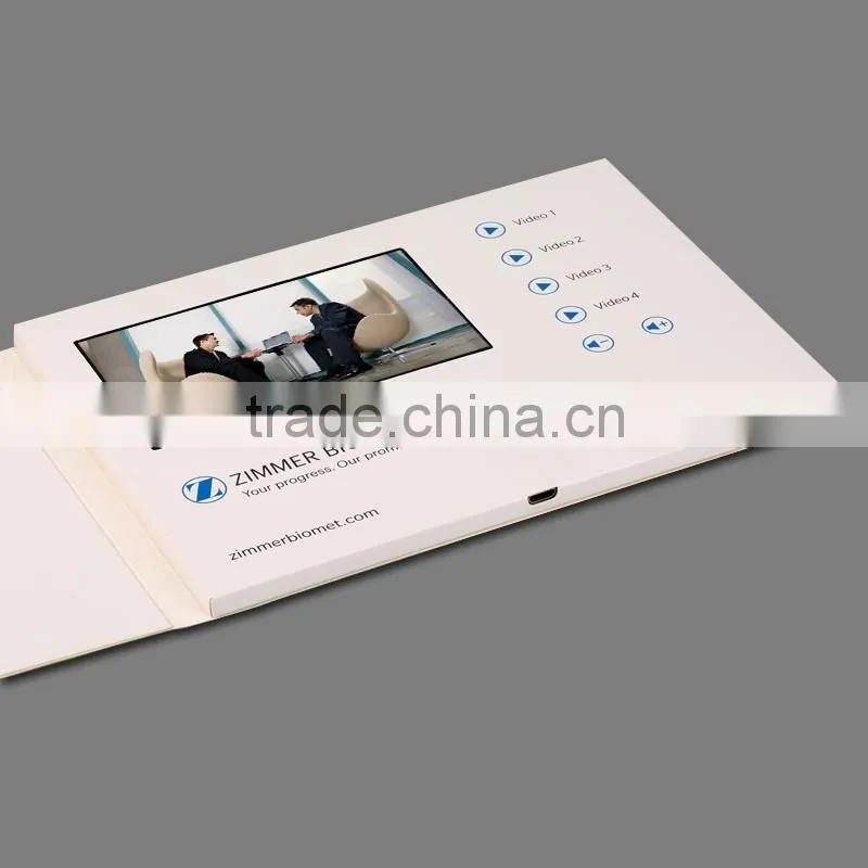 China luxury handmade cards, lcd video brochure cards