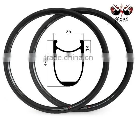 Ultralight 38mm U shape carbon rims Road bicycle clincher rims, 25mm width carbon rim Disc brake