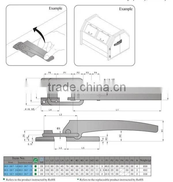stainless steel (sus304) or Iron hevy duty toggle latch SK3-367