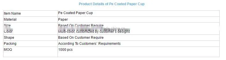 Paper cup for drinking customized paper cup