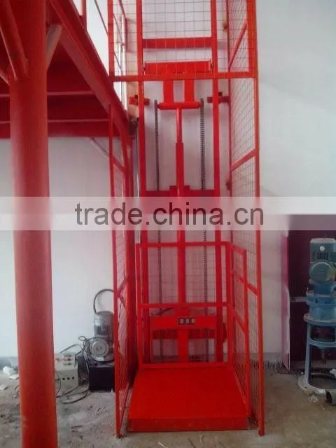 1ton Vertical Guide Rail Elevators Hydraulic Warehouse Cargo Lift