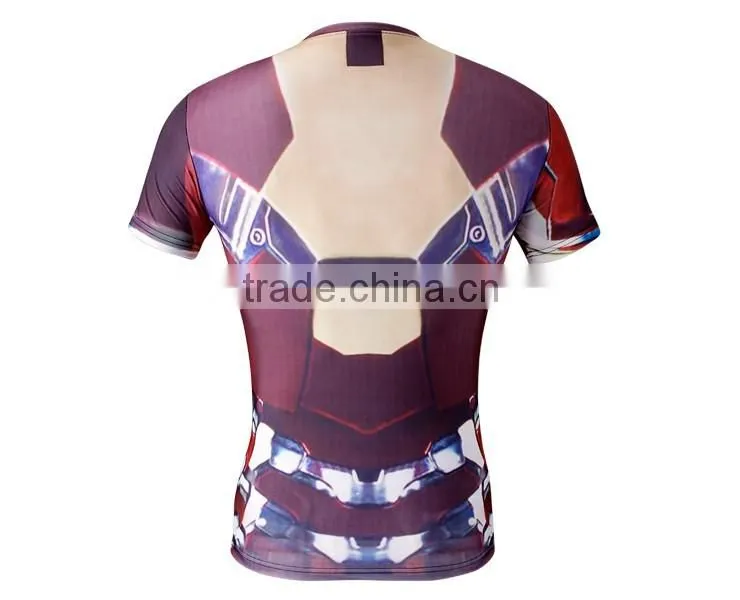 OEM Factory Wholesale High Quality Marvel Superhero Clothes Compression Tights T Shirt 3D Printing Men Tops