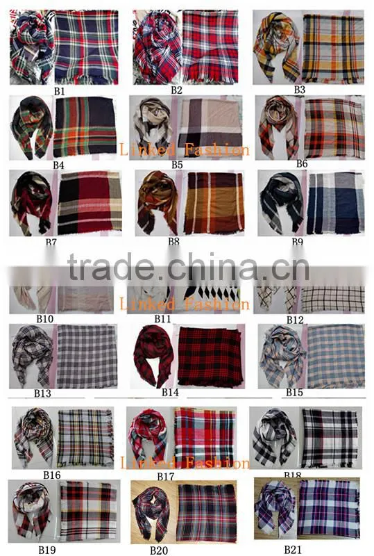 crushed acrylic winter check tartan plaid scarf