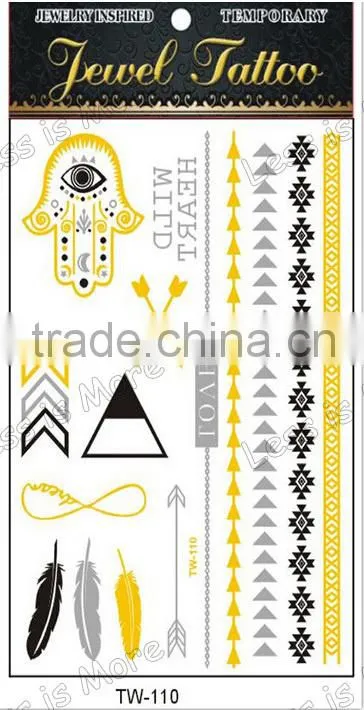 Jewelry Gold and Silver Body Metallic Temporary Tattoo Stickers