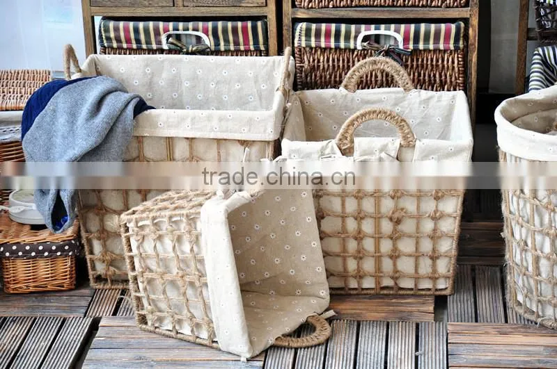 environmental hand woven sundries storage basket with handle
