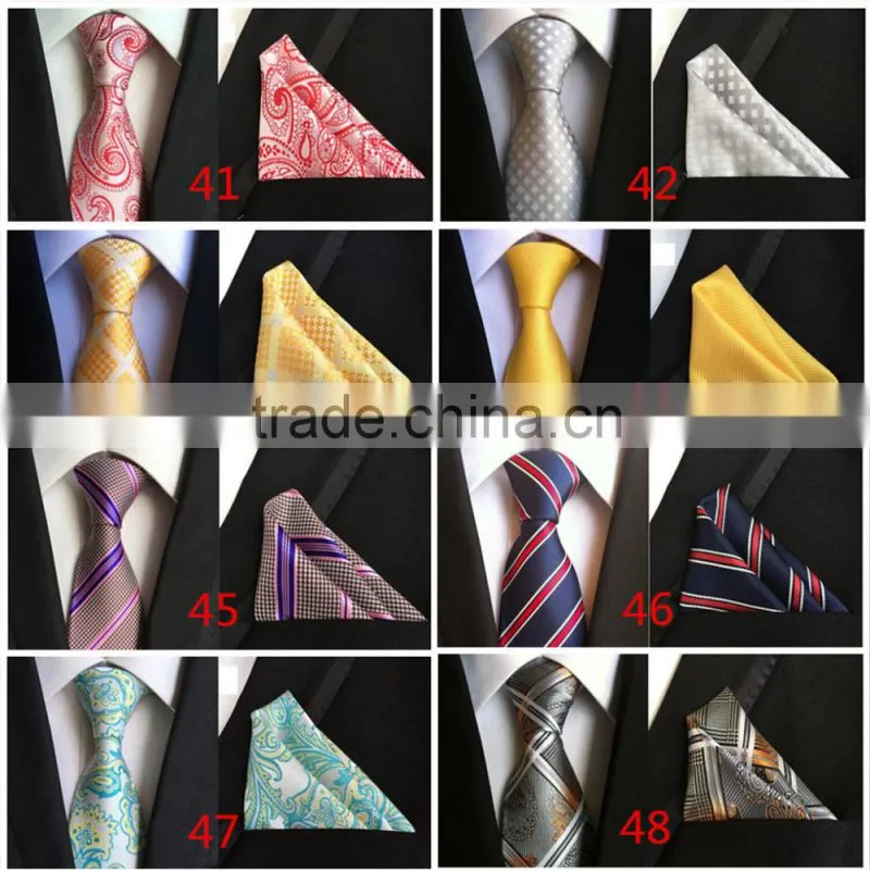 Stylish Polyester Silk Necktie Mens Tie Set With Hanky For Gift